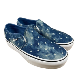 VANS NWT Asher Denim Polka Dot Platform Moonlight Blue Shoes Womens Size 8